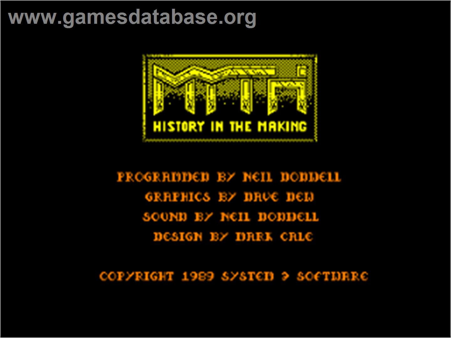 Myth: History in the Making - Amstrad CPC - Artwork - Title Screen