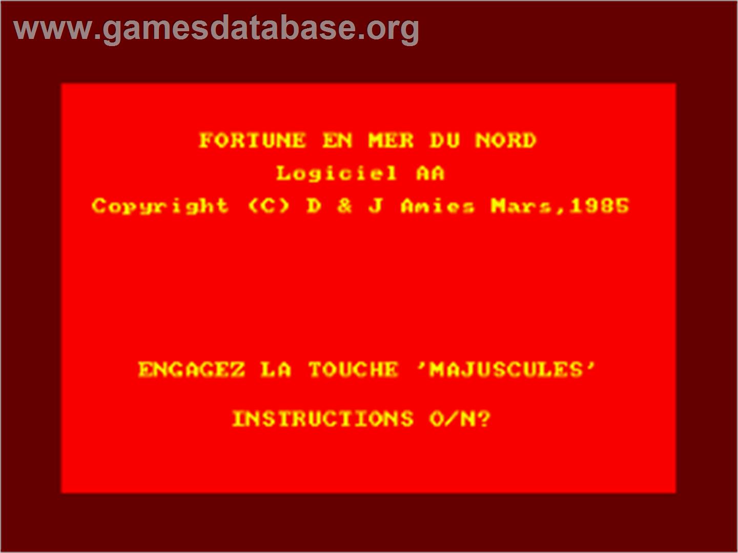 North Sea Bullion Adventure - Amstrad CPC - Artwork - Title Screen