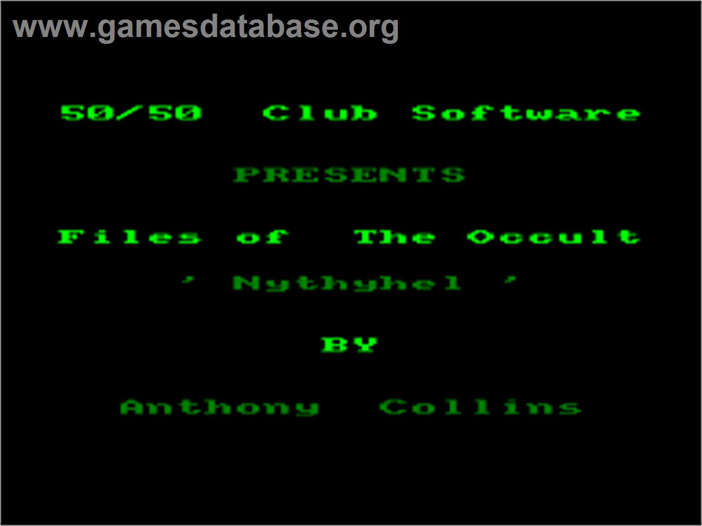 Nythyhel - Files Of The Occult - Amstrad CPC - Artwork - Title Screen