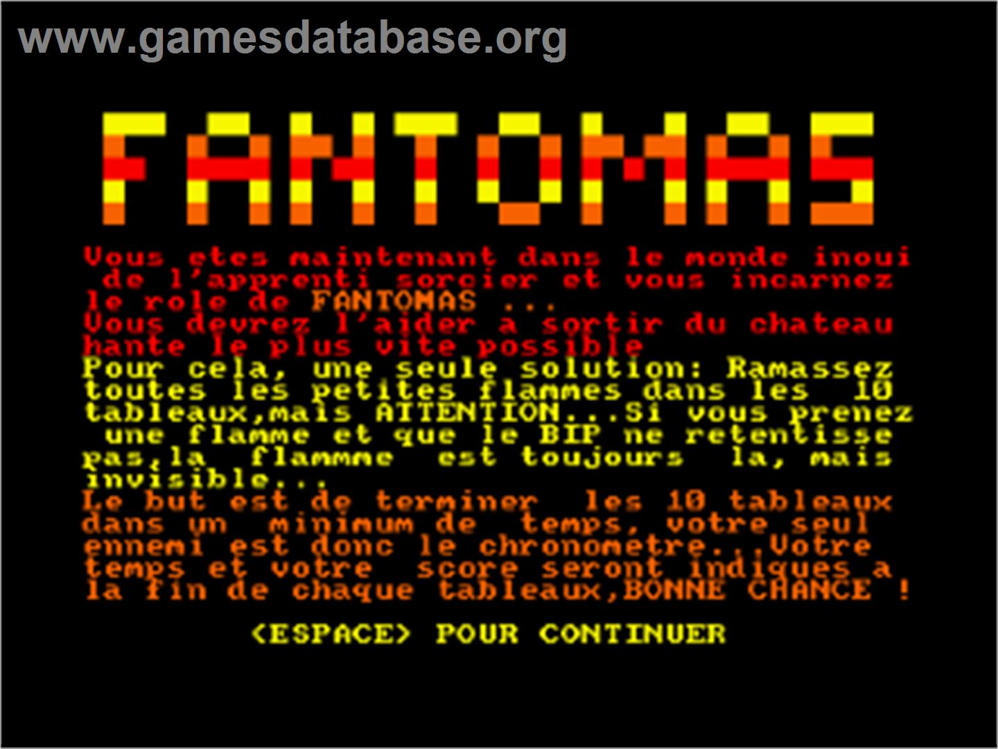Phantomas 2 - Amstrad CPC - Artwork - Title Screen