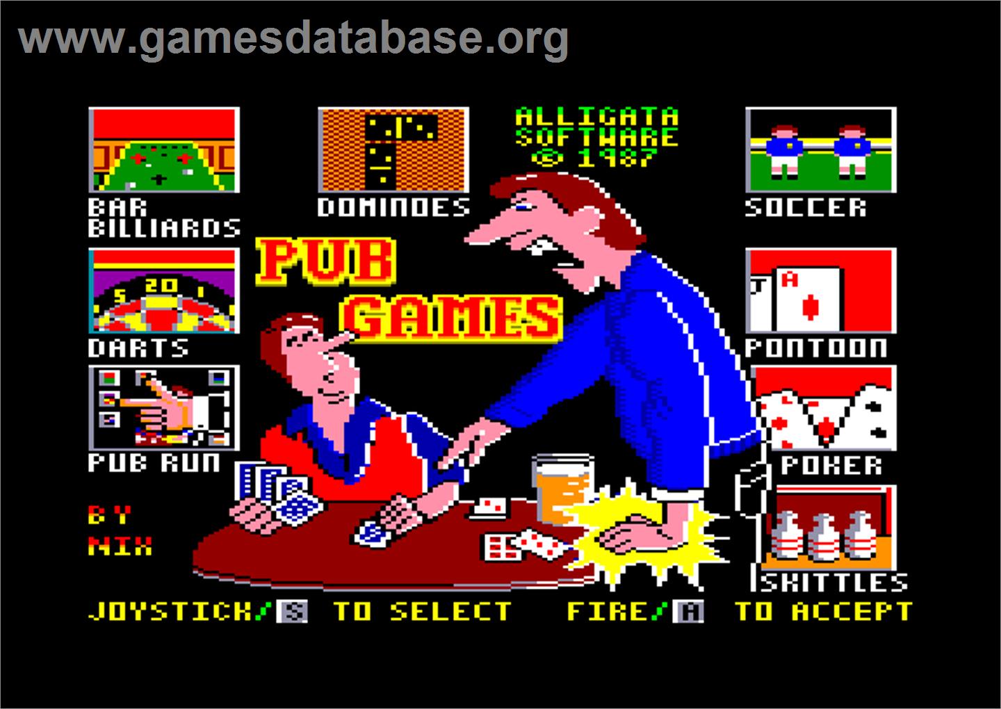 Pub Games - Amstrad CPC - Artwork - Title Screen