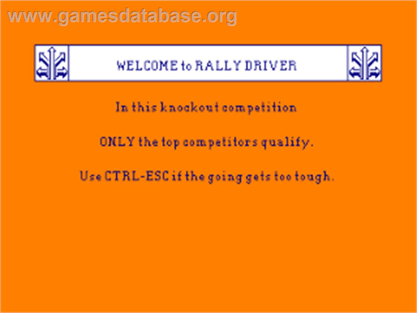 Rally Driver - Amstrad CPC - Artwork - Title Screen