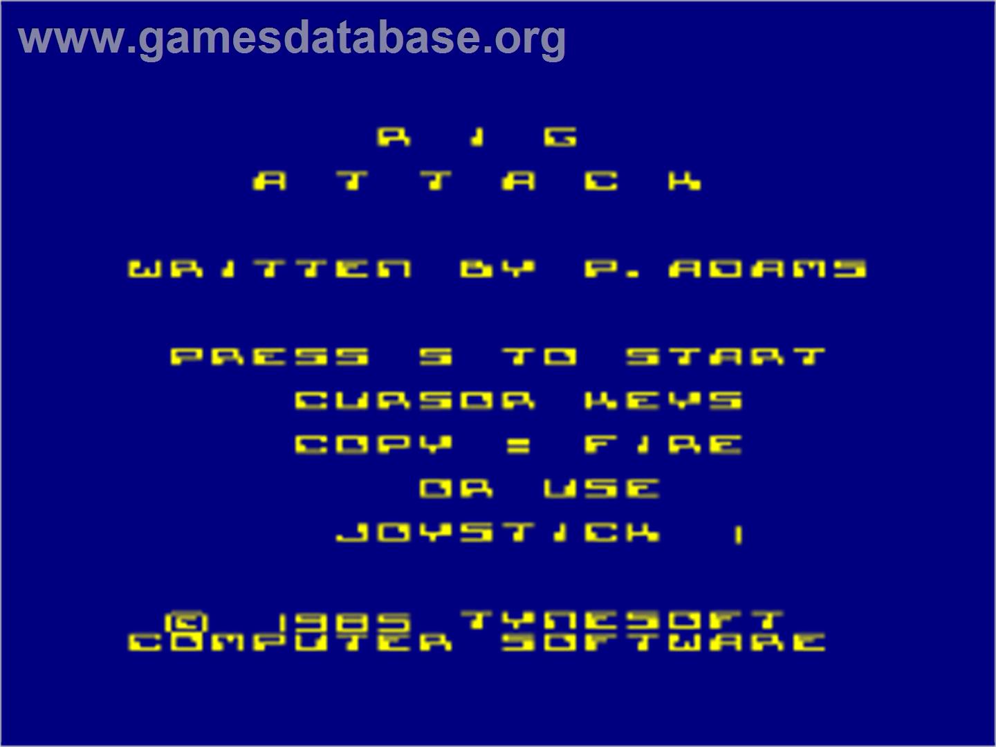 Rig Attack - Amstrad CPC - Artwork - Title Screen