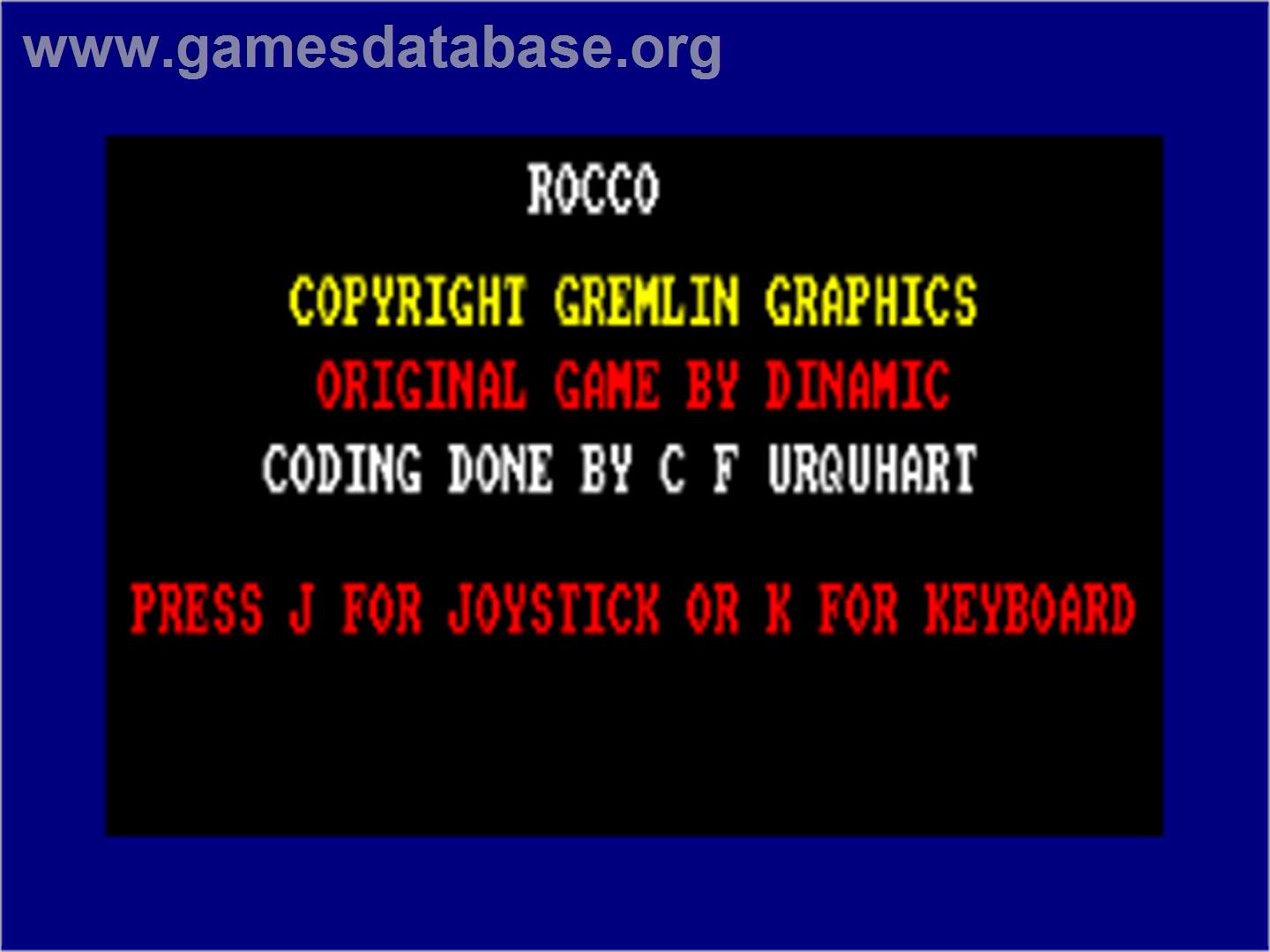 Rocco - Amstrad CPC - Artwork - Title Screen