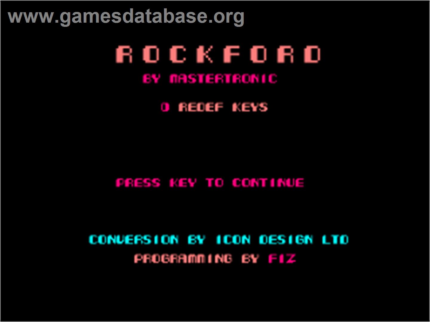 Rockford: The Arcade Game - Amstrad CPC - Artwork - Title Screen