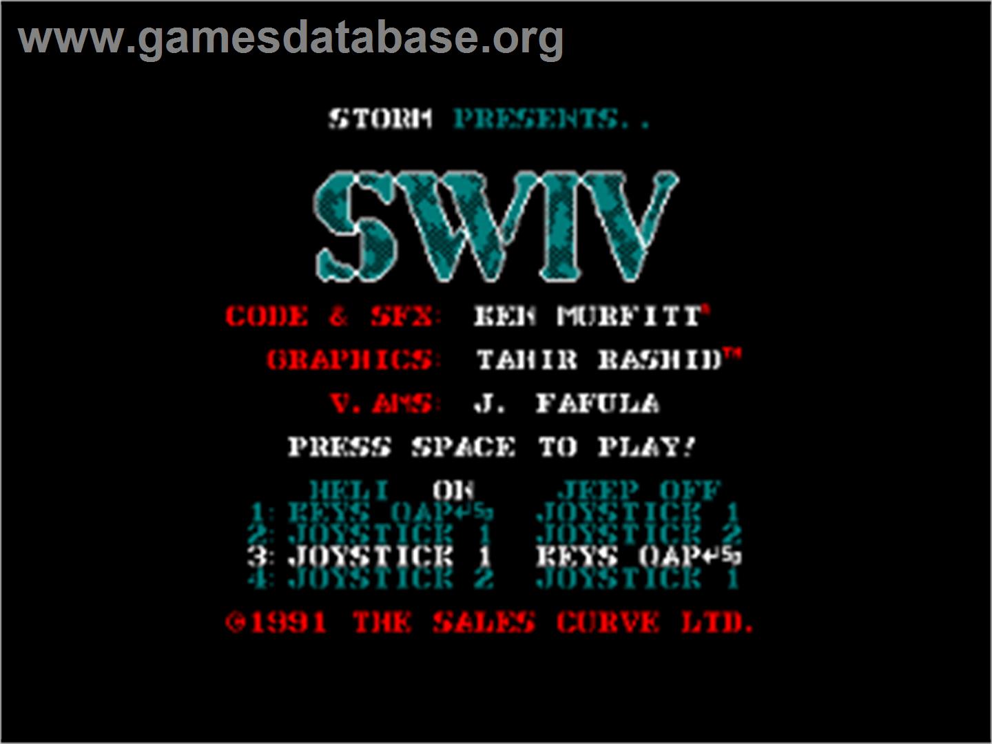 S.W.I.V. - Amstrad CPC - Artwork - Title Screen