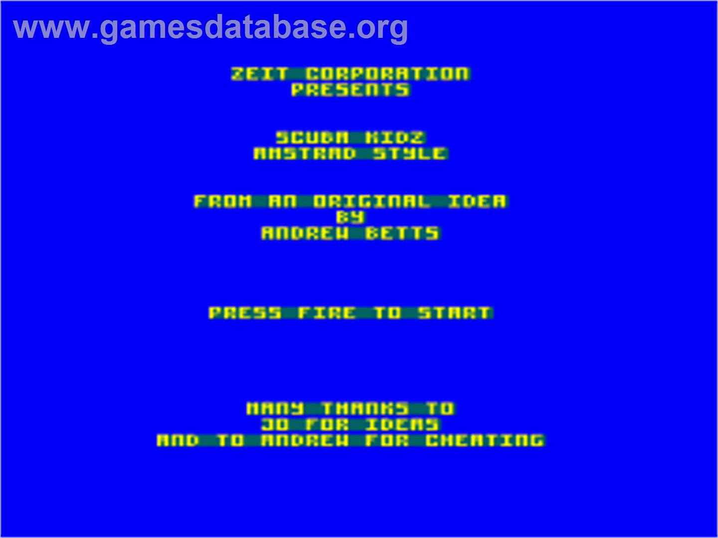 Scuba Kidz - Amstrad CPC - Artwork - Title Screen