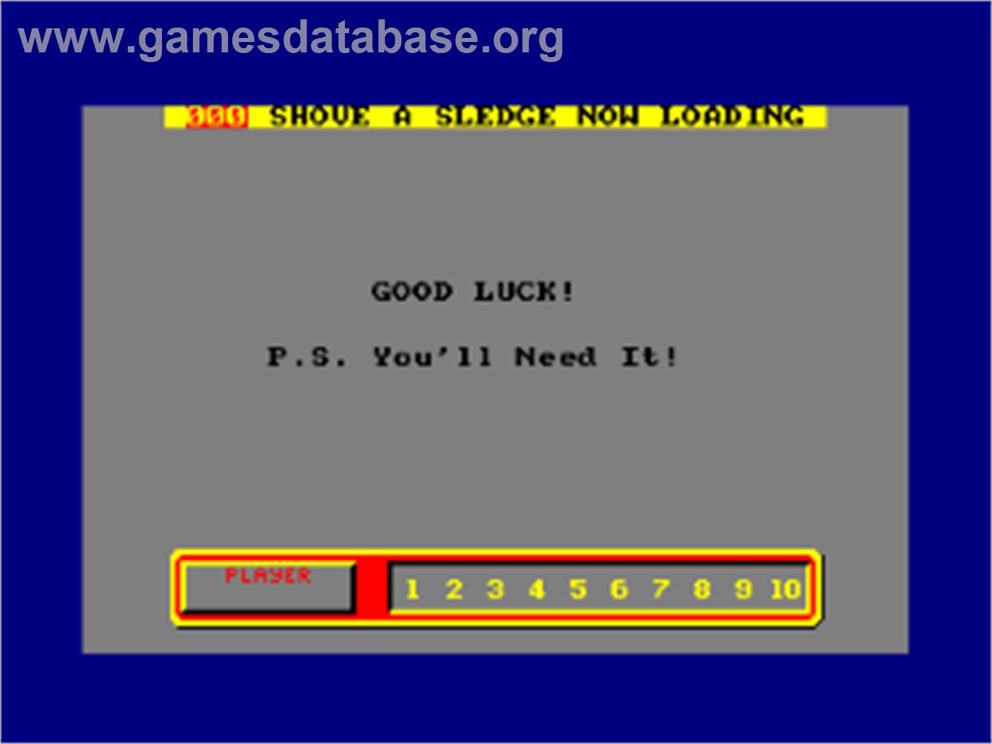 Shove A Sledge - Amstrad CPC - Artwork - Title Screen