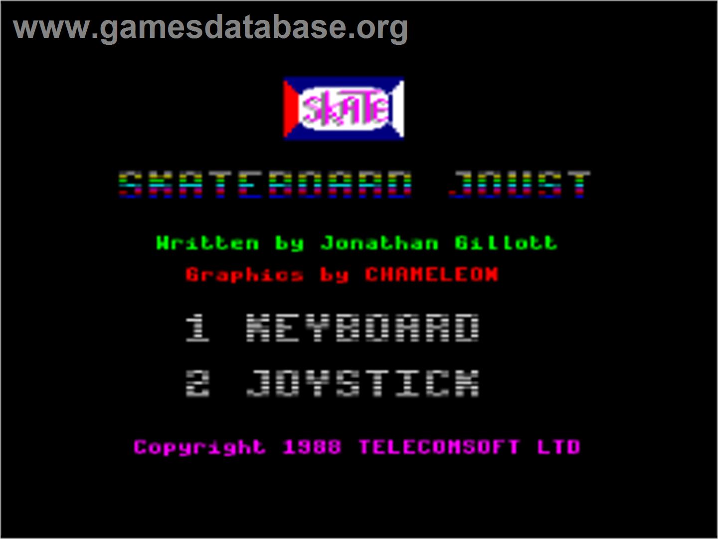 Skateboard Joust - Amstrad CPC - Artwork - Title Screen