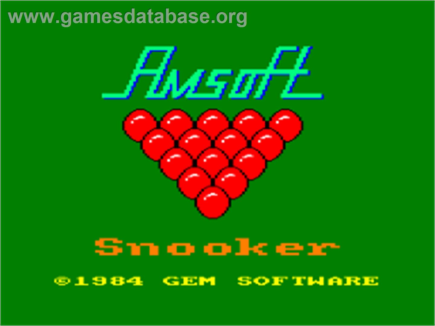 Snooker - Amstrad CPC - Artwork - Title Screen
