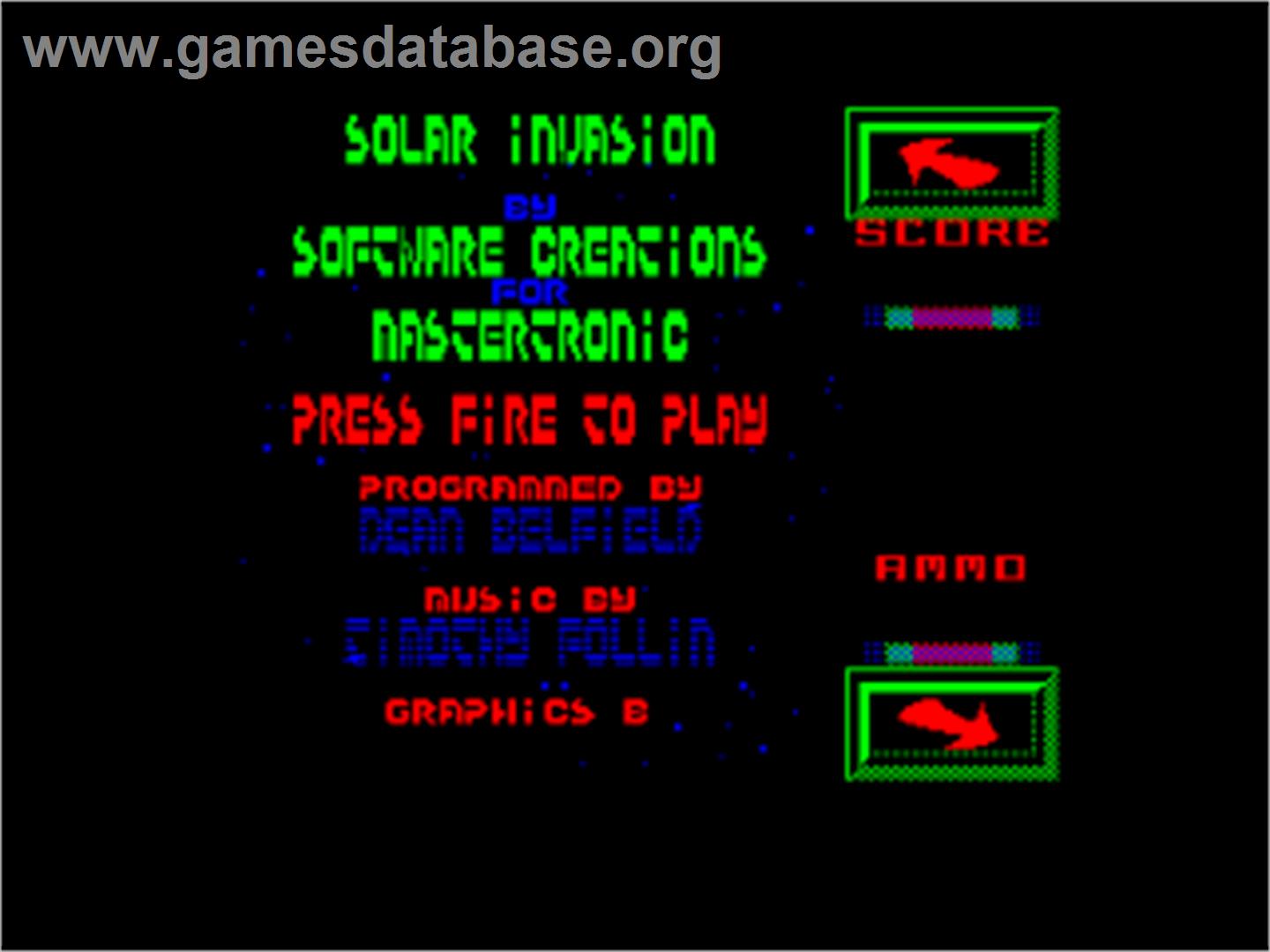 Solar Invasion - Amstrad CPC - Artwork - Title Screen