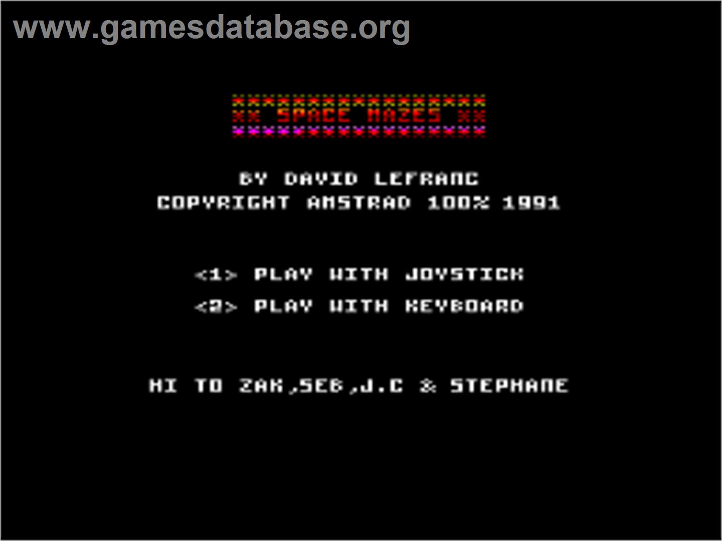 Space Mazes - Amstrad CPC - Artwork - Title Screen