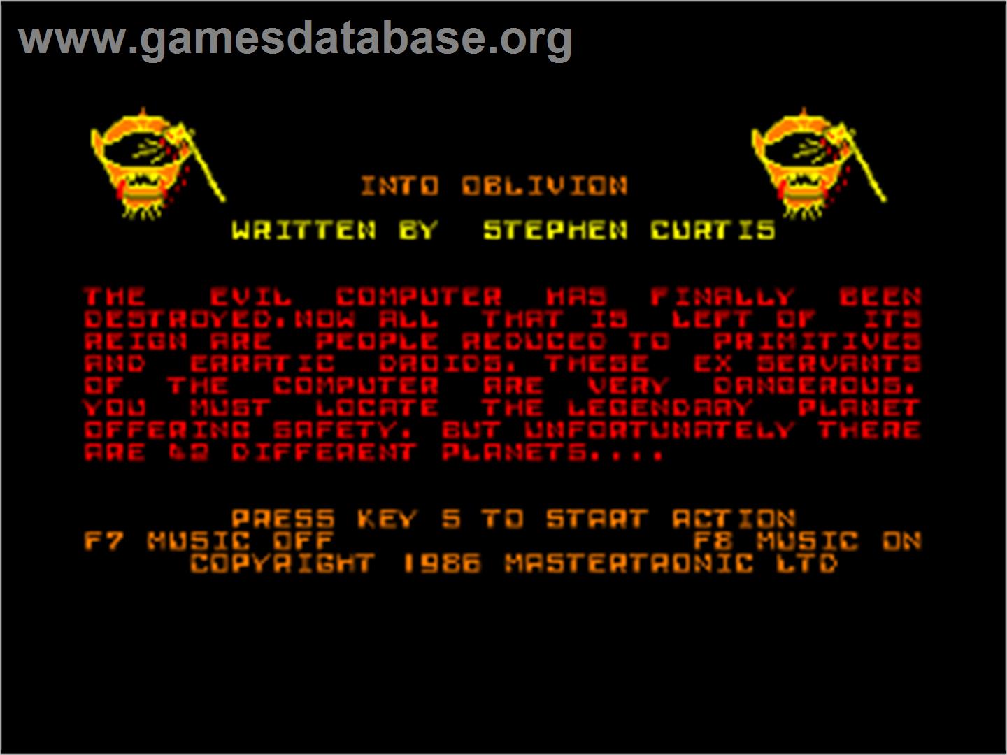 Space Station Oblivion - Amstrad CPC - Artwork - Title Screen