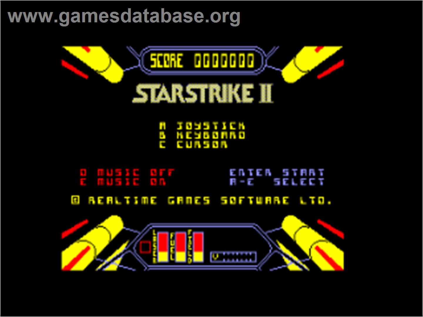 Starstrike 2 - Amstrad CPC - Artwork - Title Screen