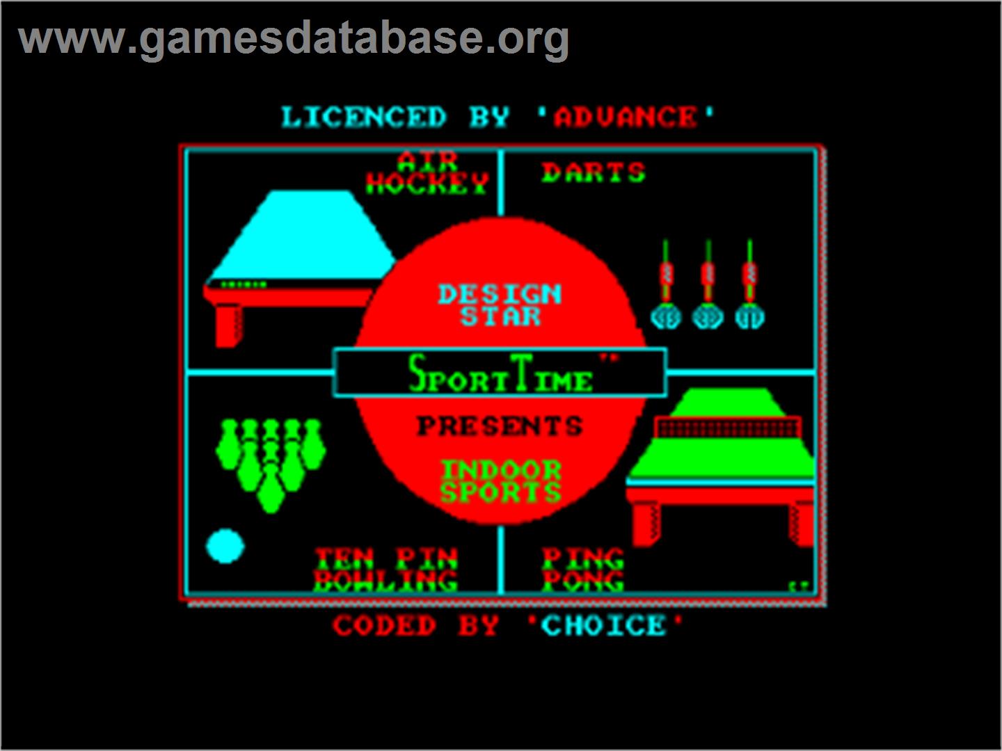Superstar Indoor Sports - Amstrad CPC - Artwork - Title Screen