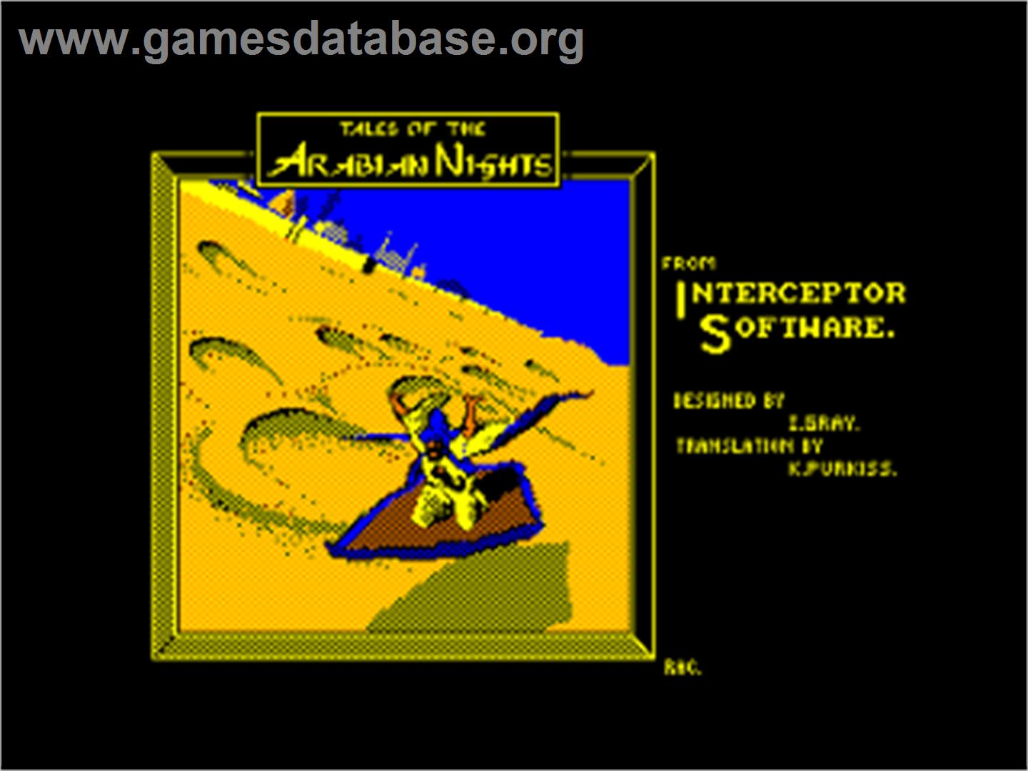 Tales Of The Arabian Nights - Amstrad CPC - Artwork - Title Screen