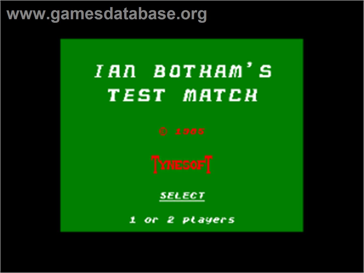 Test Match - Amstrad CPC - Artwork - Title Screen