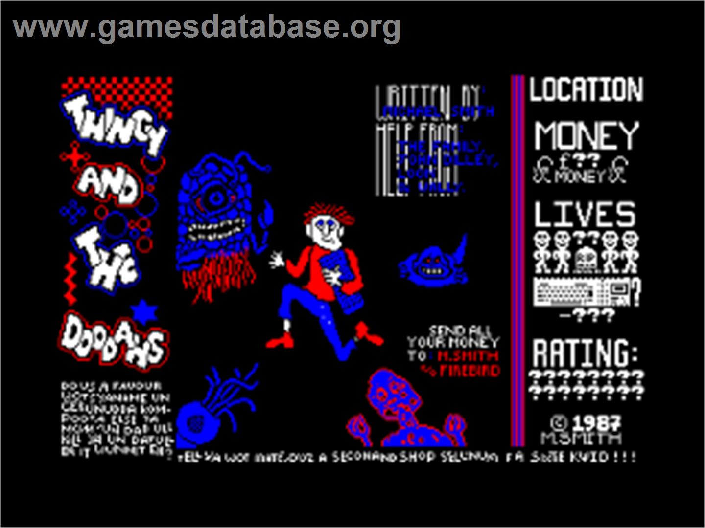Thingy And The Doodahs - Amstrad CPC - Artwork - Title Screen