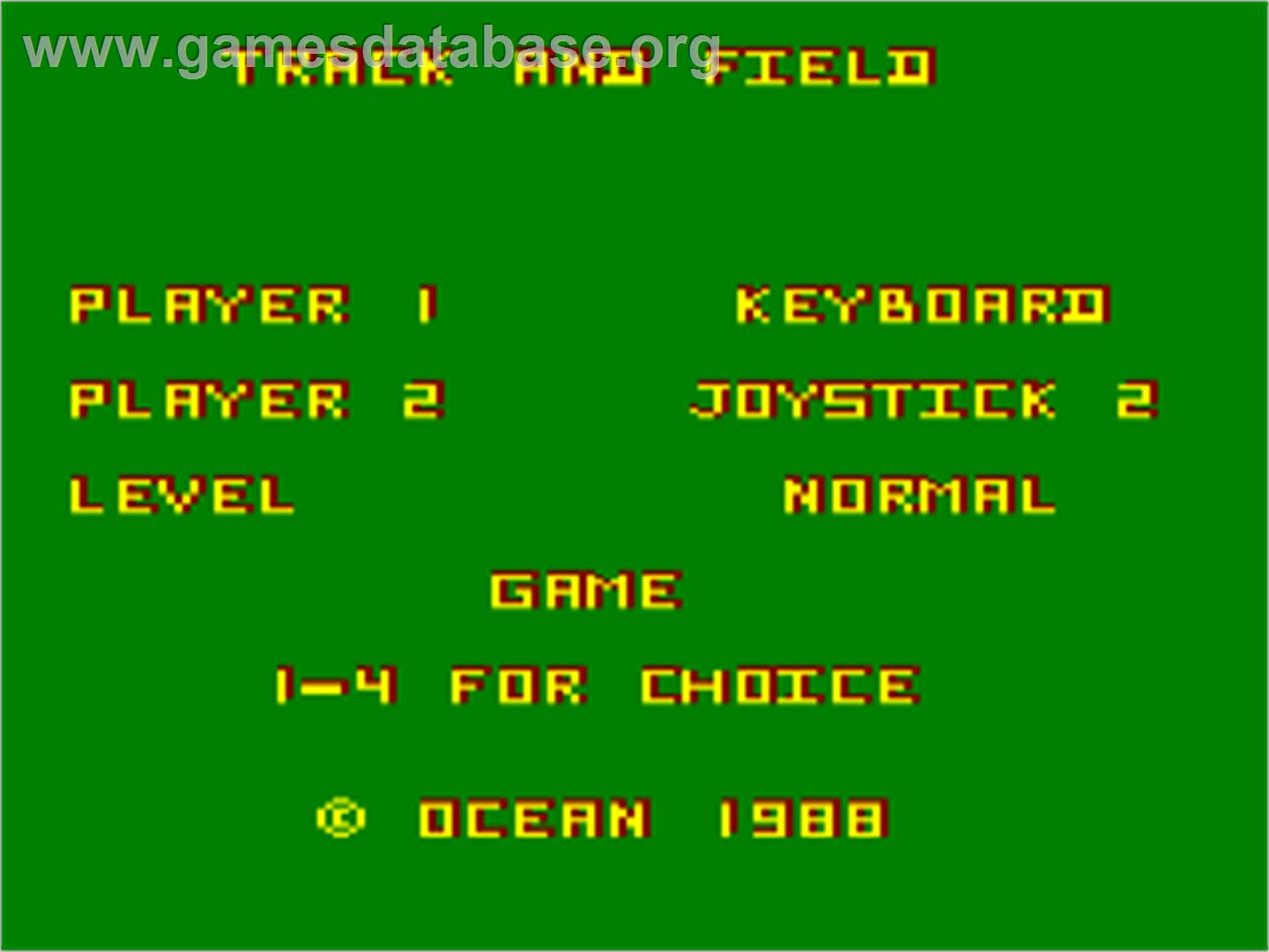Track And Field - Amstrad CPC - Artwork - Title Screen