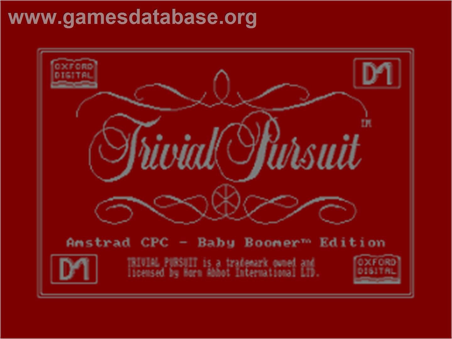 Trivial Pursuit - Baby Boomer Edition - Amstrad CPC - Artwork - Title Screen