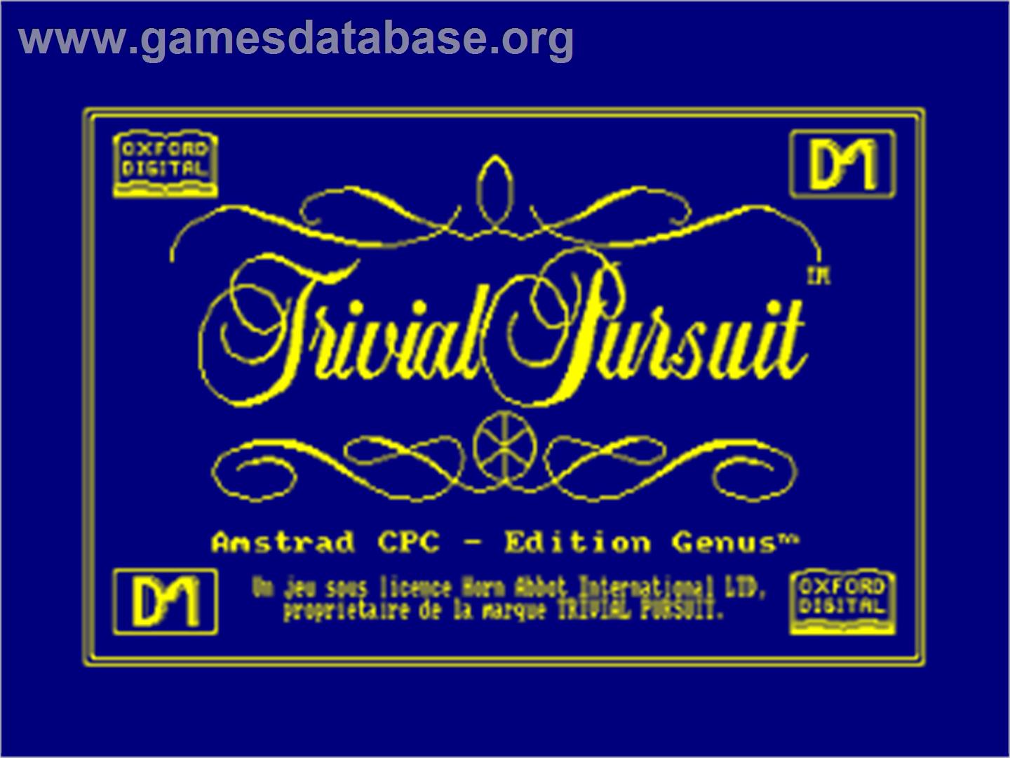 Trivial Pursuit - Genus Edition - Amstrad CPC - Artwork - Title Screen