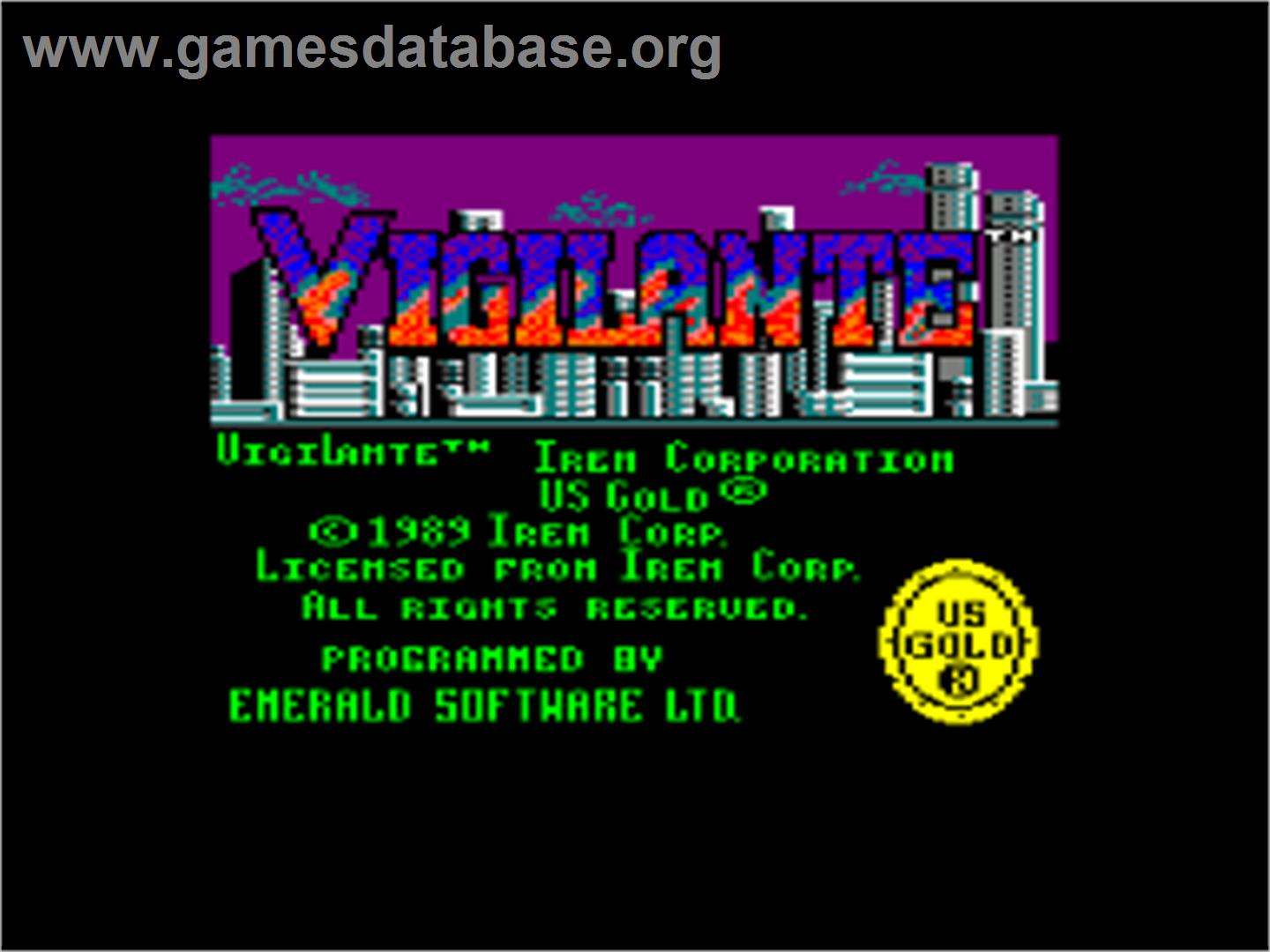 Vigilante - Amstrad CPC - Artwork - Title Screen