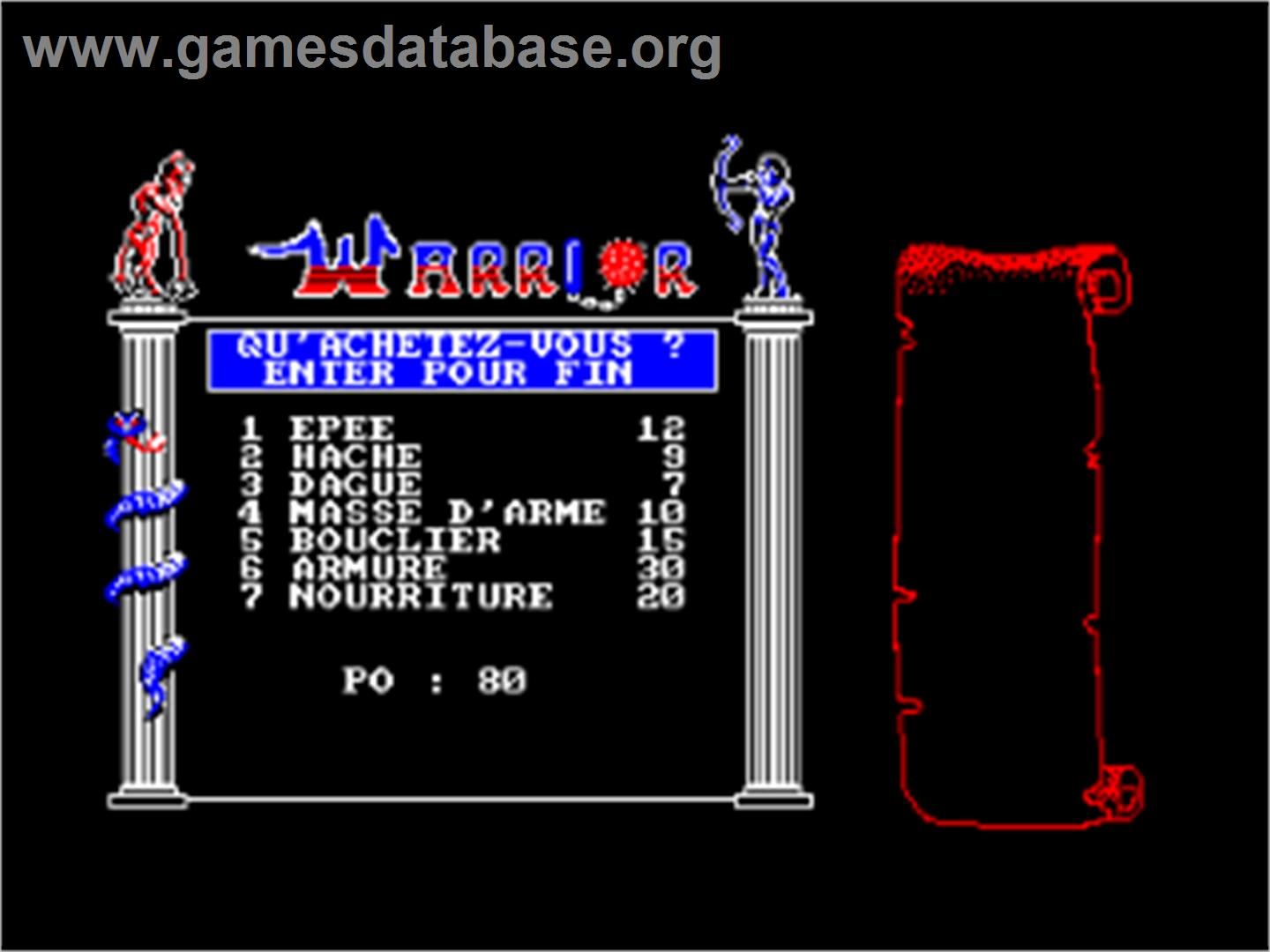 Warrior - Amstrad CPC - Artwork - Title Screen