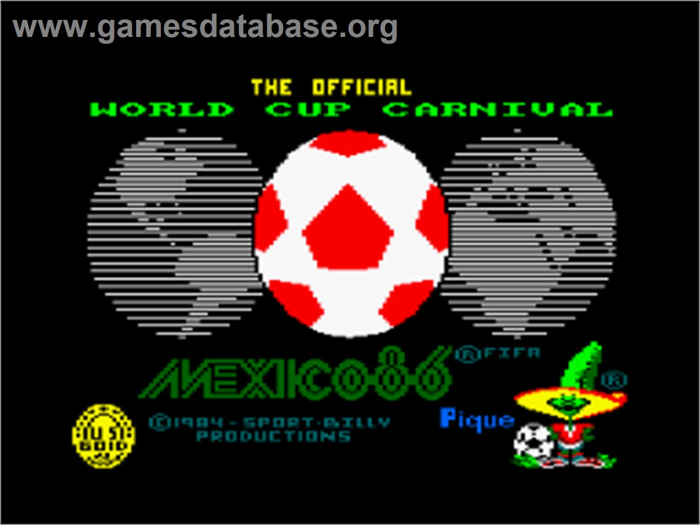 World Cup Carnival: Mexico '86 - Amstrad CPC - Artwork - Title Screen
