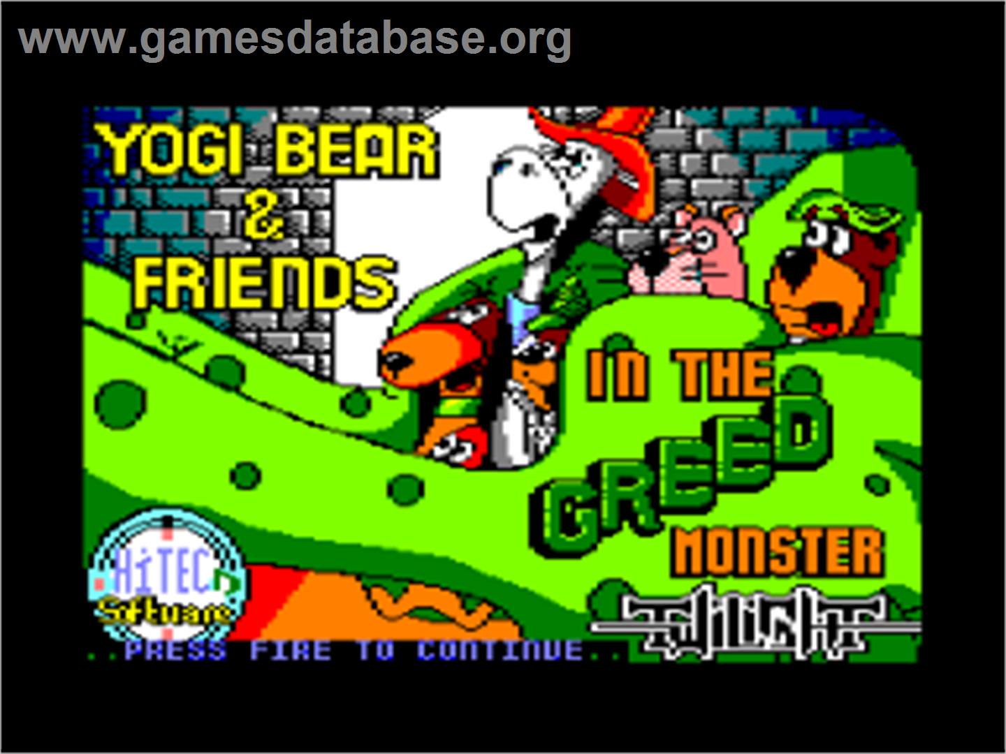Yogi Bear And Friends In The Greed Monster - Amstrad CPC - Artwork - Title Screen