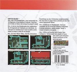 Box back cover for Switchblade on the Amstrad GX4000.