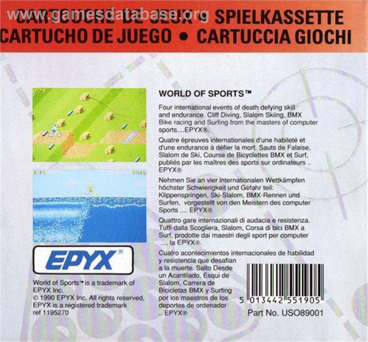 Epyx World Of Sports - Amstrad GX4000 - Artwork - Box Back