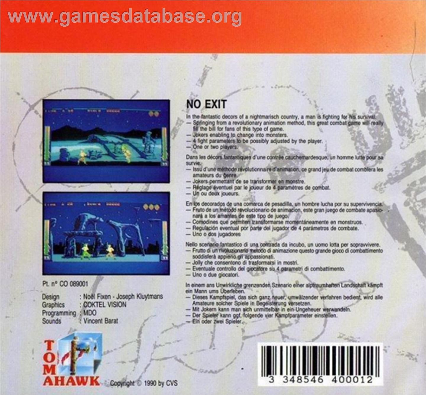 No Exit - Amstrad GX4000 - Artwork - Box Back