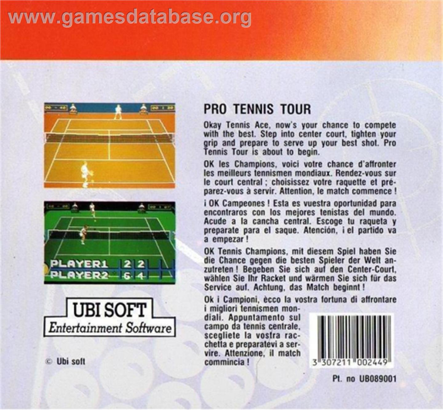 Pro Tennis Tour - Amstrad GX4000 - Artwork - Box Back