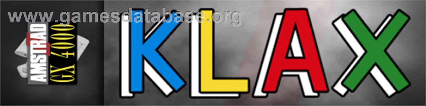 Klax - Amstrad GX4000 - Artwork - Marquee