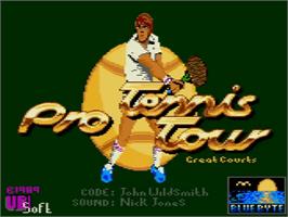 Title screen of Pro Tennis Tour on the Amstrad GX4000.