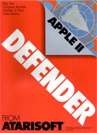 Box cover for Defender on the Apple II.