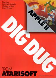 Box cover for Dig Dug on the Apple II.