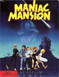 Box cover for Maniac Mansion on the Apple II.