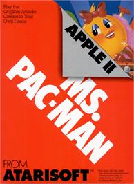 Box cover for Ms. Pac-man on the Apple II.