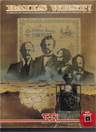 Box cover for Rails West! on the Apple II.