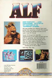 Box back cover for ALF: The First Adventure on the Apple II.