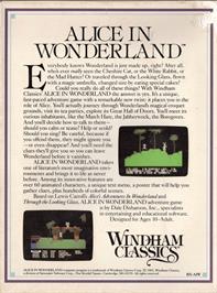 Box back cover for Alice In Wonderland on the Apple II.
