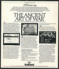 Box back cover for Ancient Art of War on the Apple II.