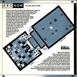 Box back cover for Archon: The Light and the Dark on the Apple II.