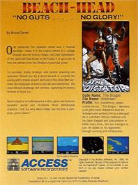 Box back cover for Beach Head on the Apple II.