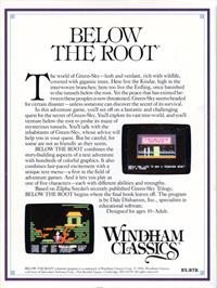 Box back cover for Below The Root on the Apple II.