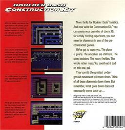 Box back cover for Boulder Dash Construction Kit on the Apple II.