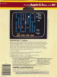 Box back cover for Burgertime on the Apple II.