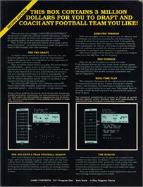 Box back cover for Computer Quarterback on the Apple II.