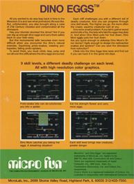 Box back cover for Dino Eggs on the Apple II.